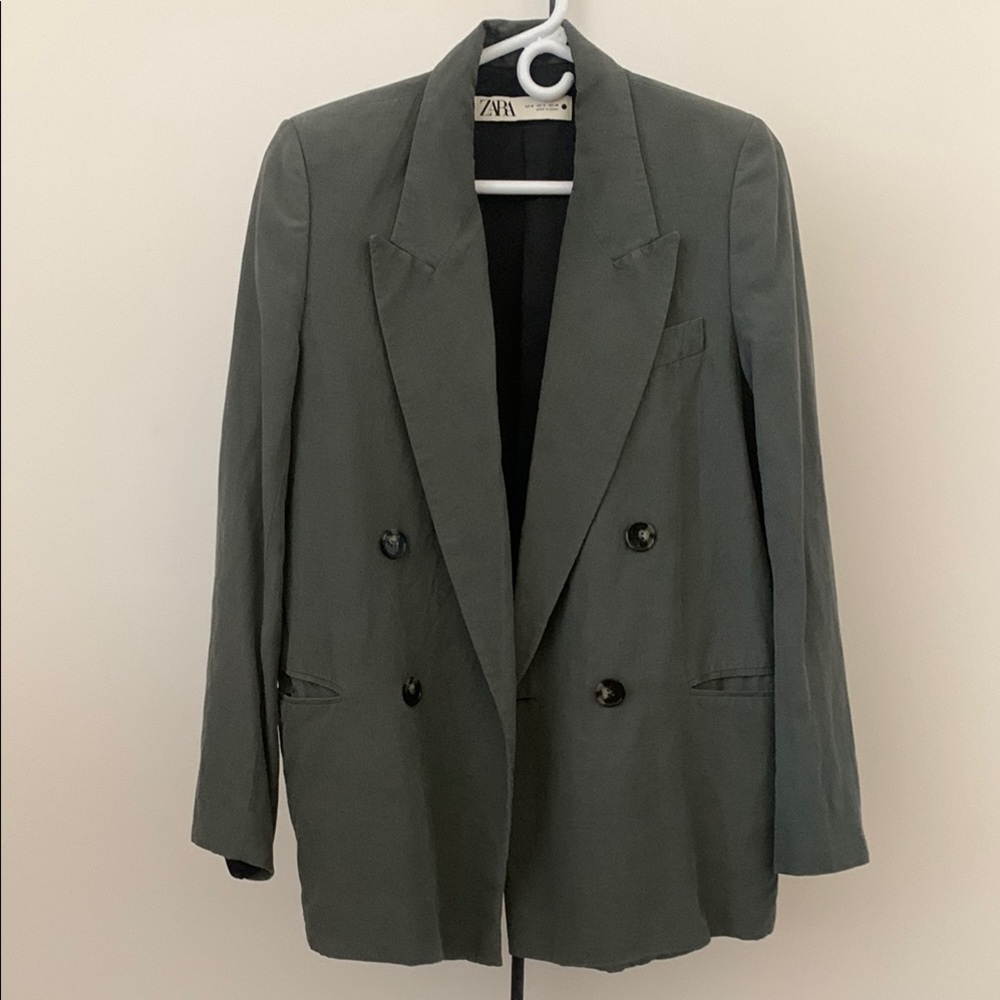 Zara Charcoal Double-Breasted Blazer